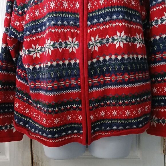 Heirloom Collection Vintage winter holiday zip front sweater cardigan Sz XL EUC - Picture 2 of 6